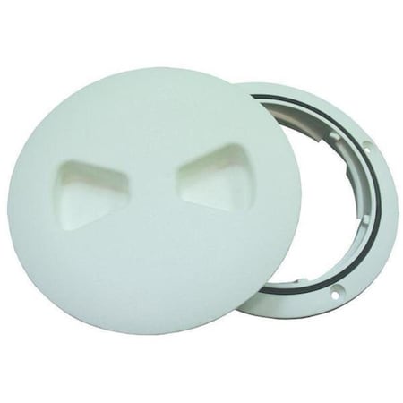 Superjock 4 in. Low Profile Screw Out Textured Deck Plate with Molded Gasket, Polar White SU2665612